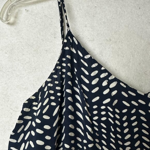 LOFT jumpsuit Women’s S Blue & White  Pockets Adjustable Straps elastic waist - Picture 3 of 8